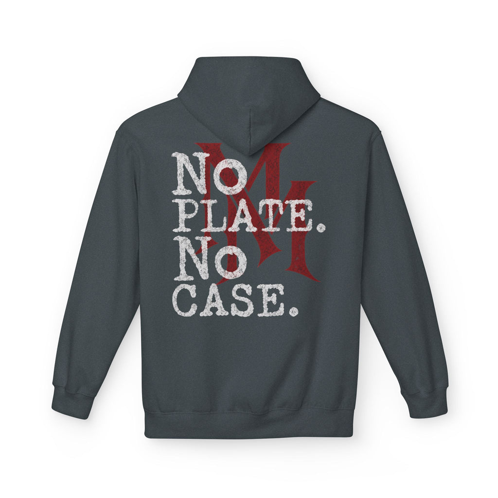 No Plate No Case Hoodie – Bold Distressed Logo Pullover