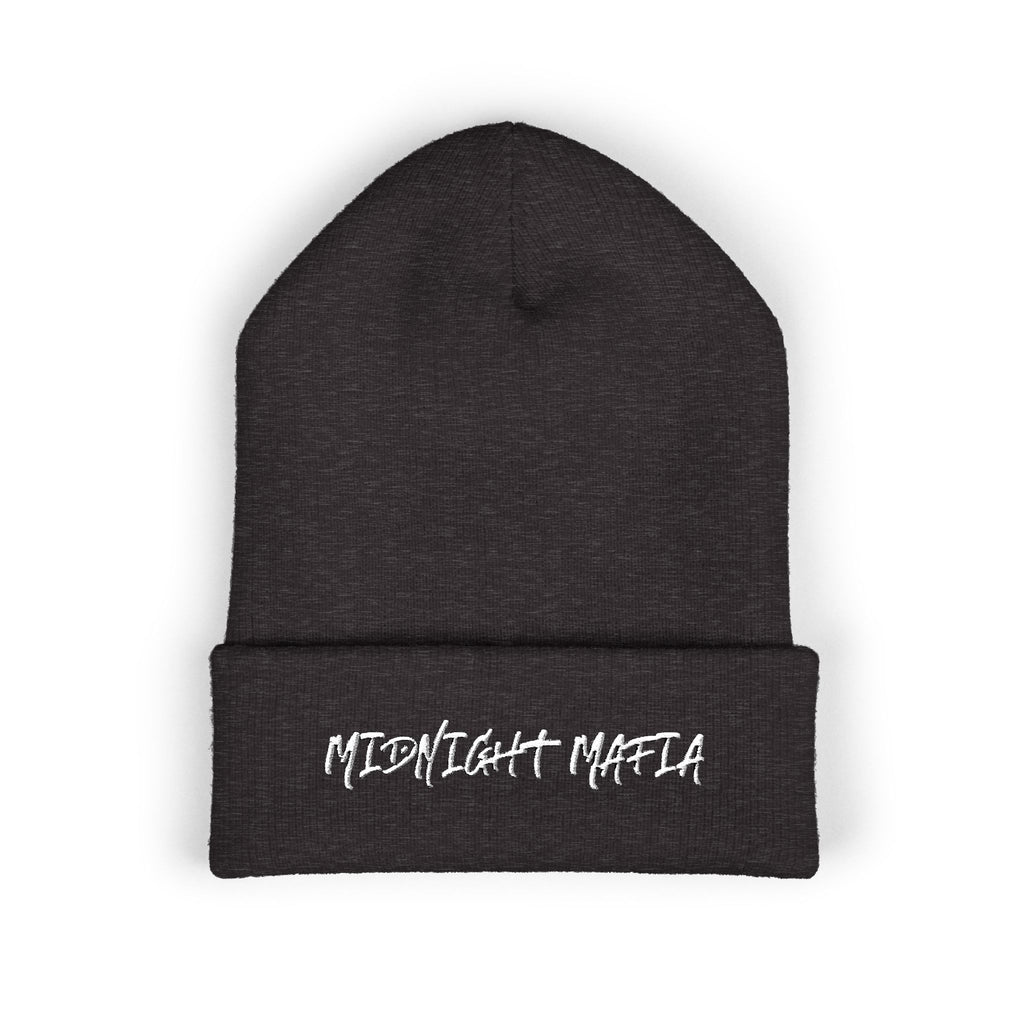 Embroidered Classic Cuffed Beanie — Midnight Mafia Block Logo Winter Hat