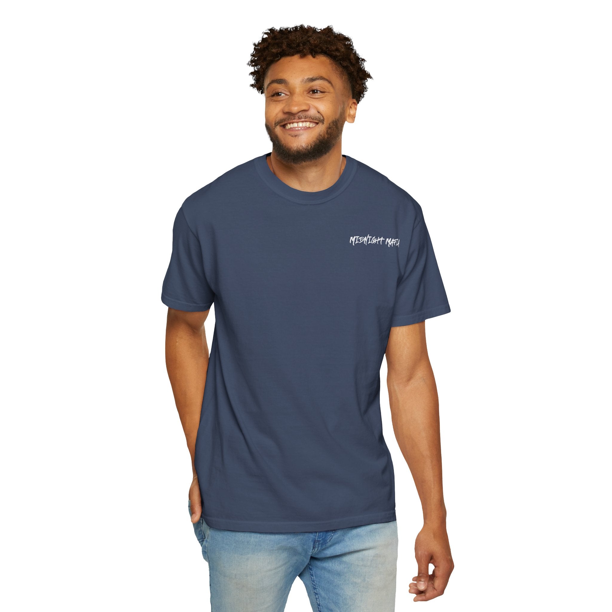 Midnight Mafia Graphic T-Shirt — Vintage Hat & Pistons Design