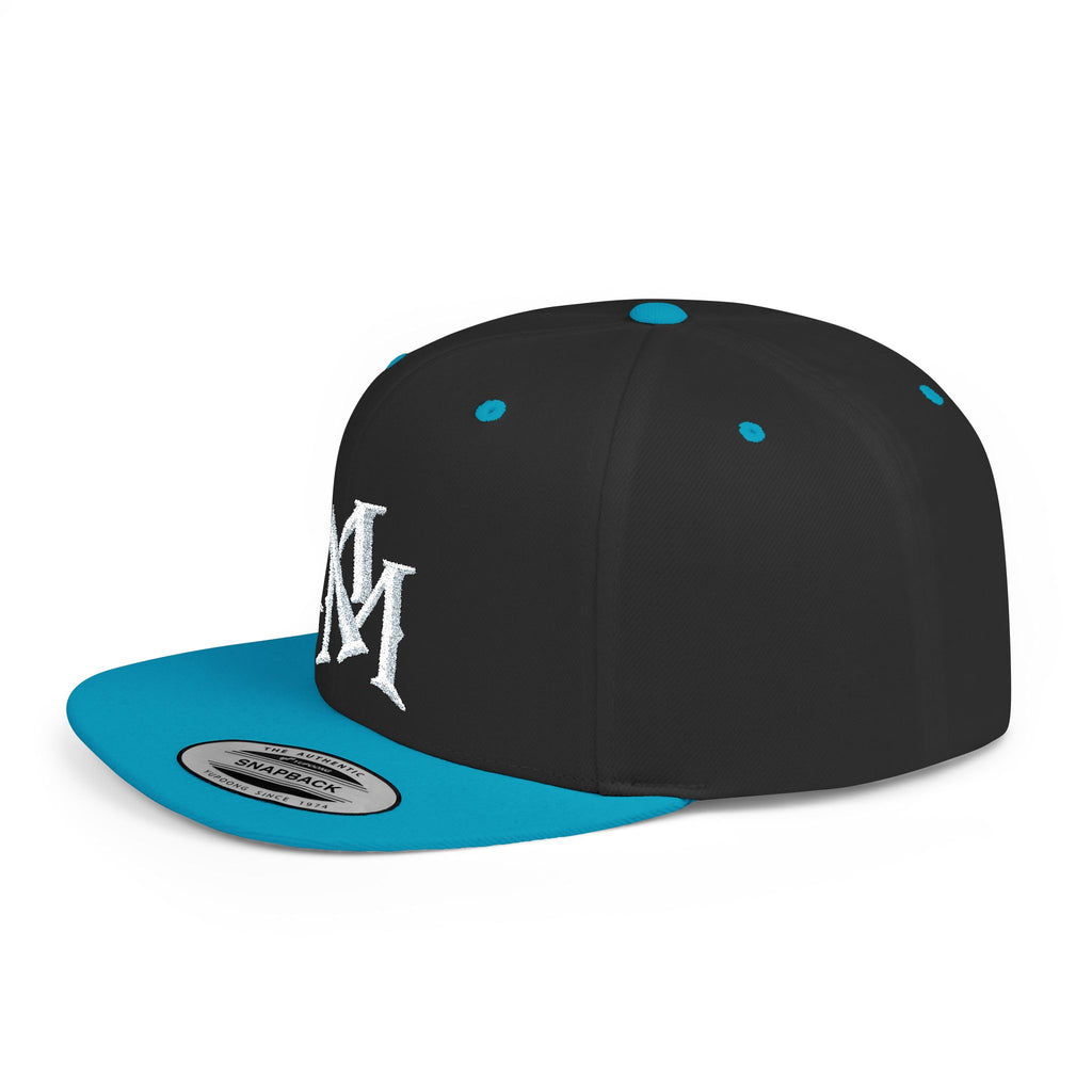 Flat Bill Snapback Hat — Embroidered "MM" Monogram Streetwear Cap
