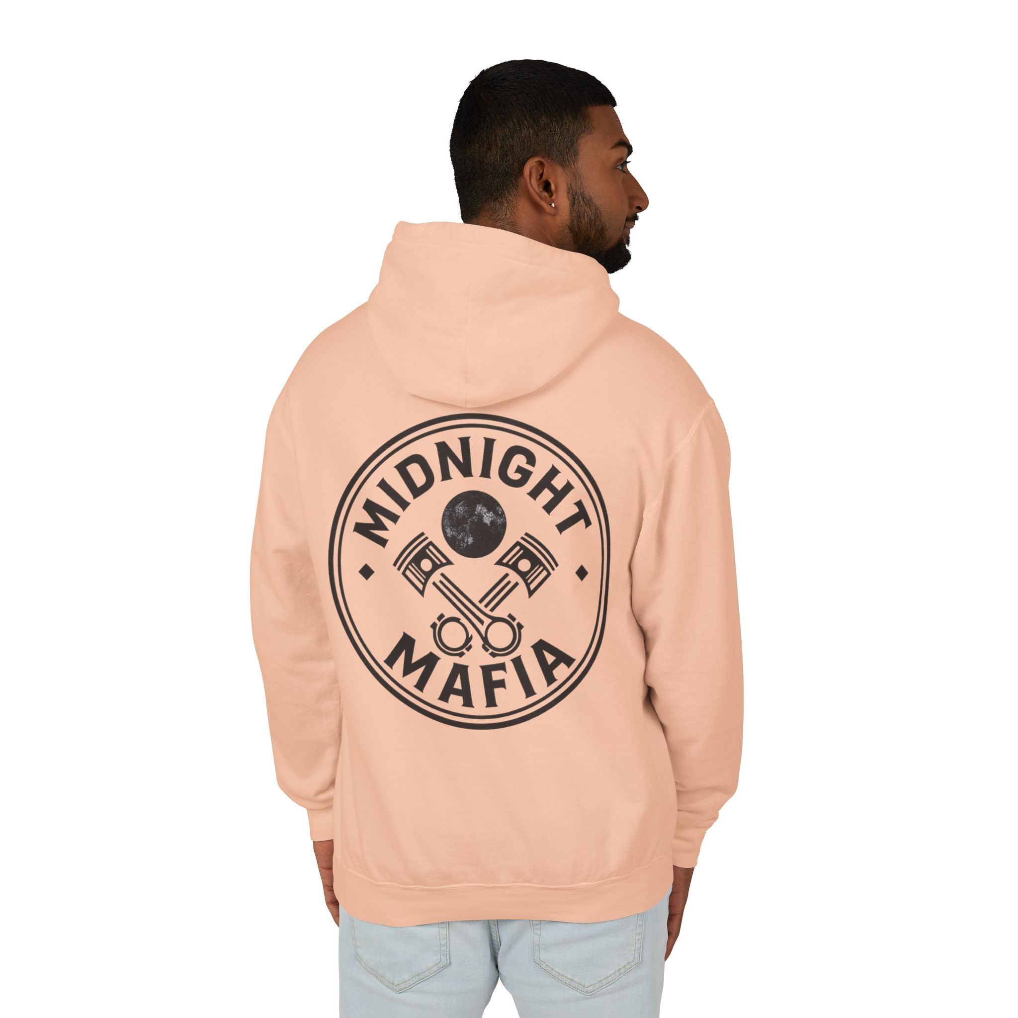 Midnight Mafia Hoodie — Vintage Piston Logo Lightweight Hooded Sweatshirt