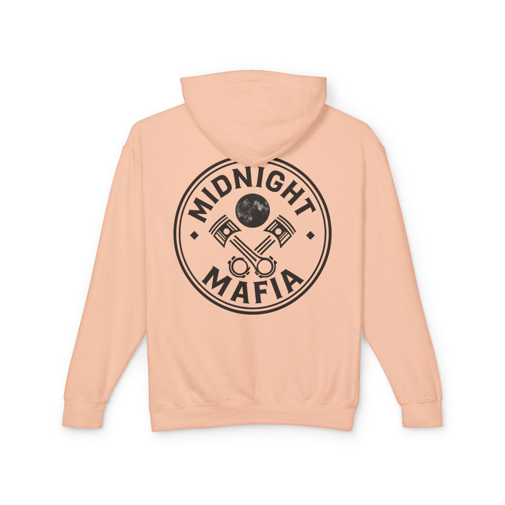 Midnight Mafia Hoodie — Vintage Piston Logo Lightweight Hooded Sweatshirt
