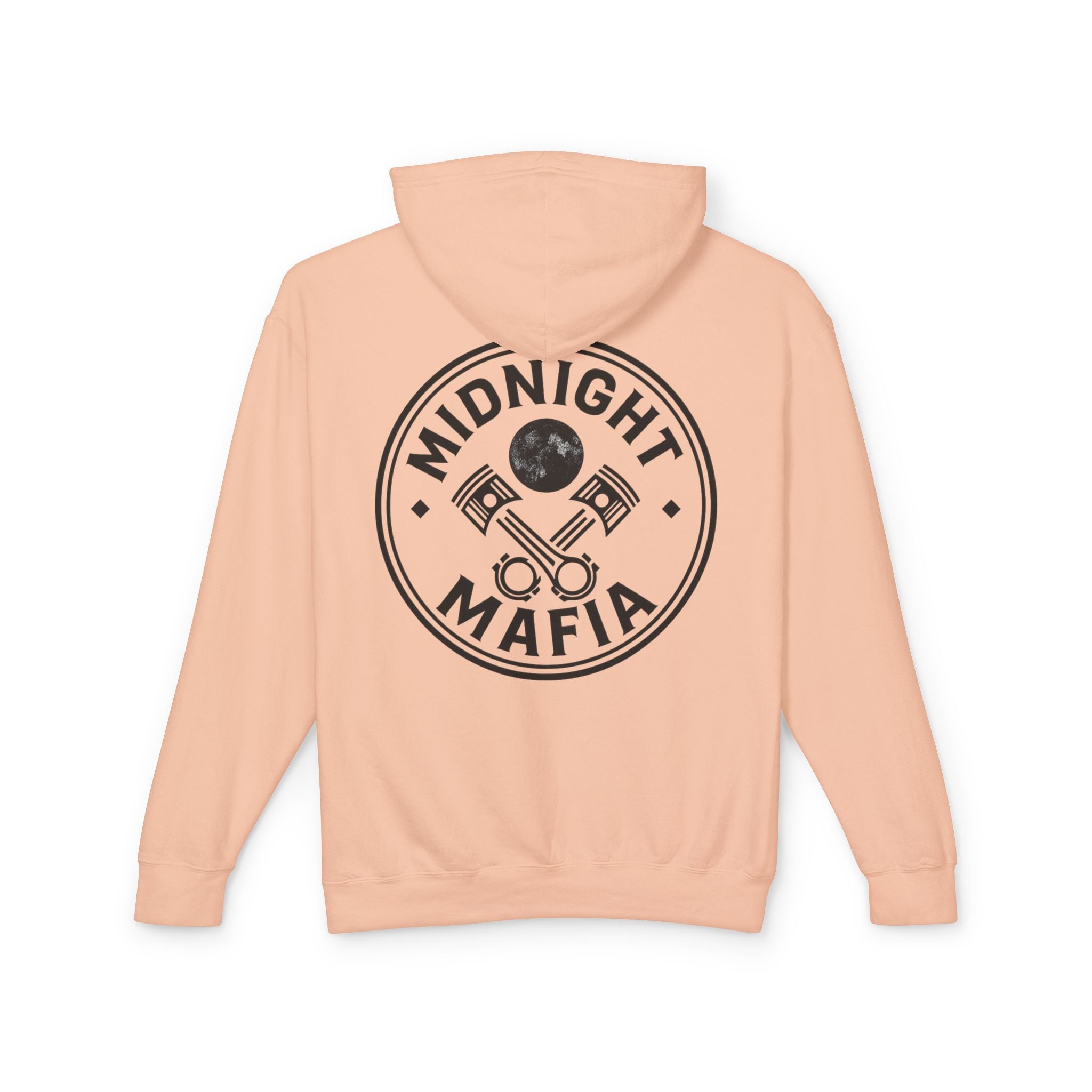 Midnight Mafia Hoodie — Vintage Piston Logo Lightweight Hooded Sweatshirt