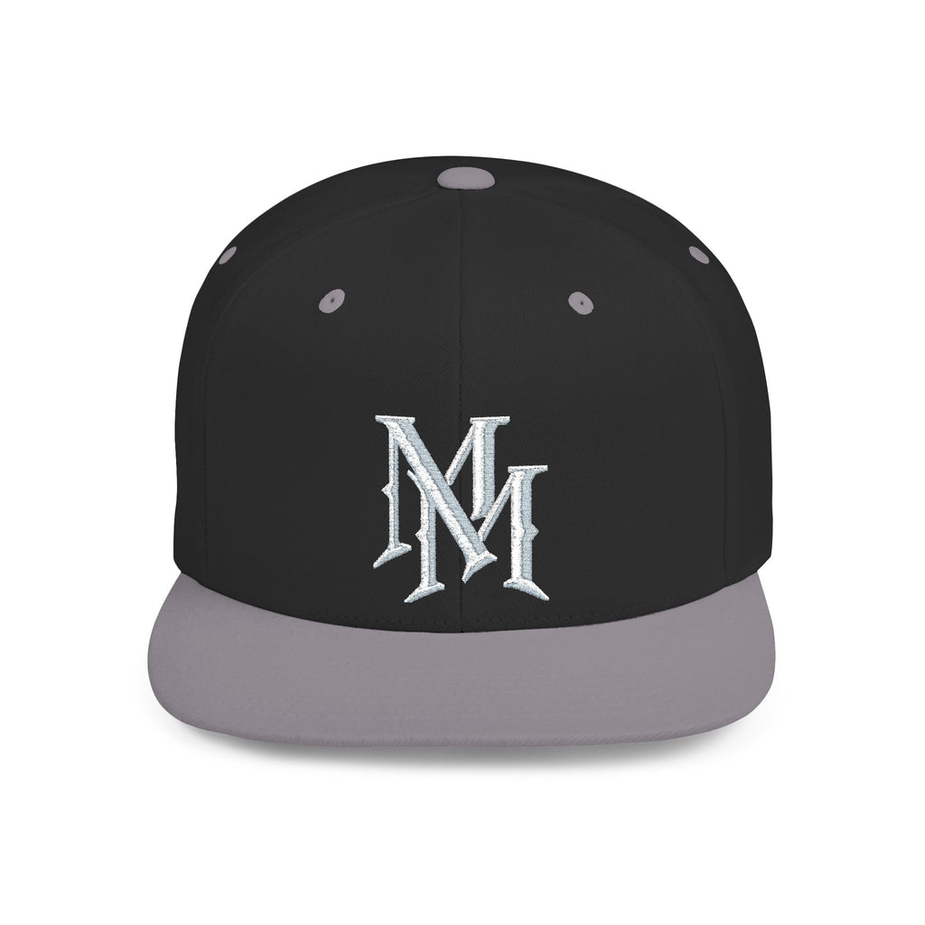 Flat Bill Snapback Hat — Embroidered "MM" Monogram Streetwear Cap