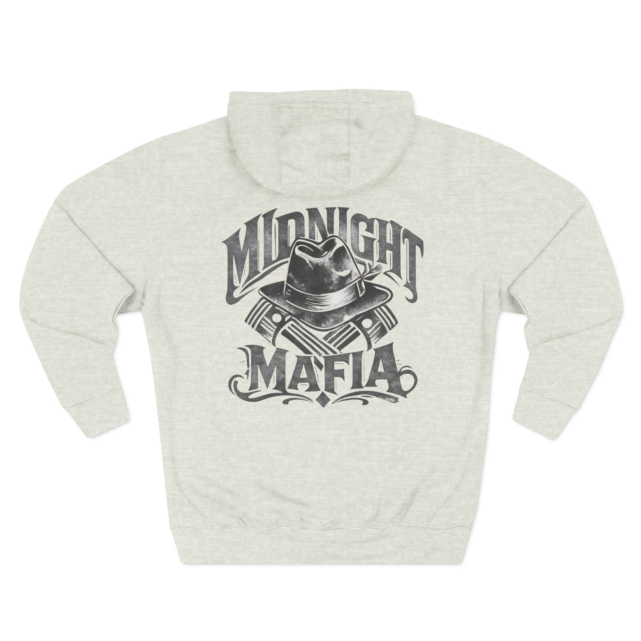 Midnight Mafia Hoodie — Vintage Piston & Fedora Streetwear Pullover