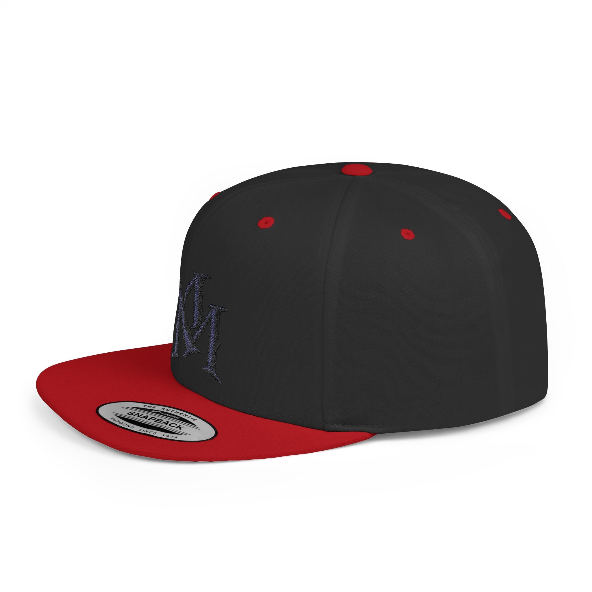 Flat Bill Snapback Hat - Monogram 'MM' Embroidered Streetwear Cap