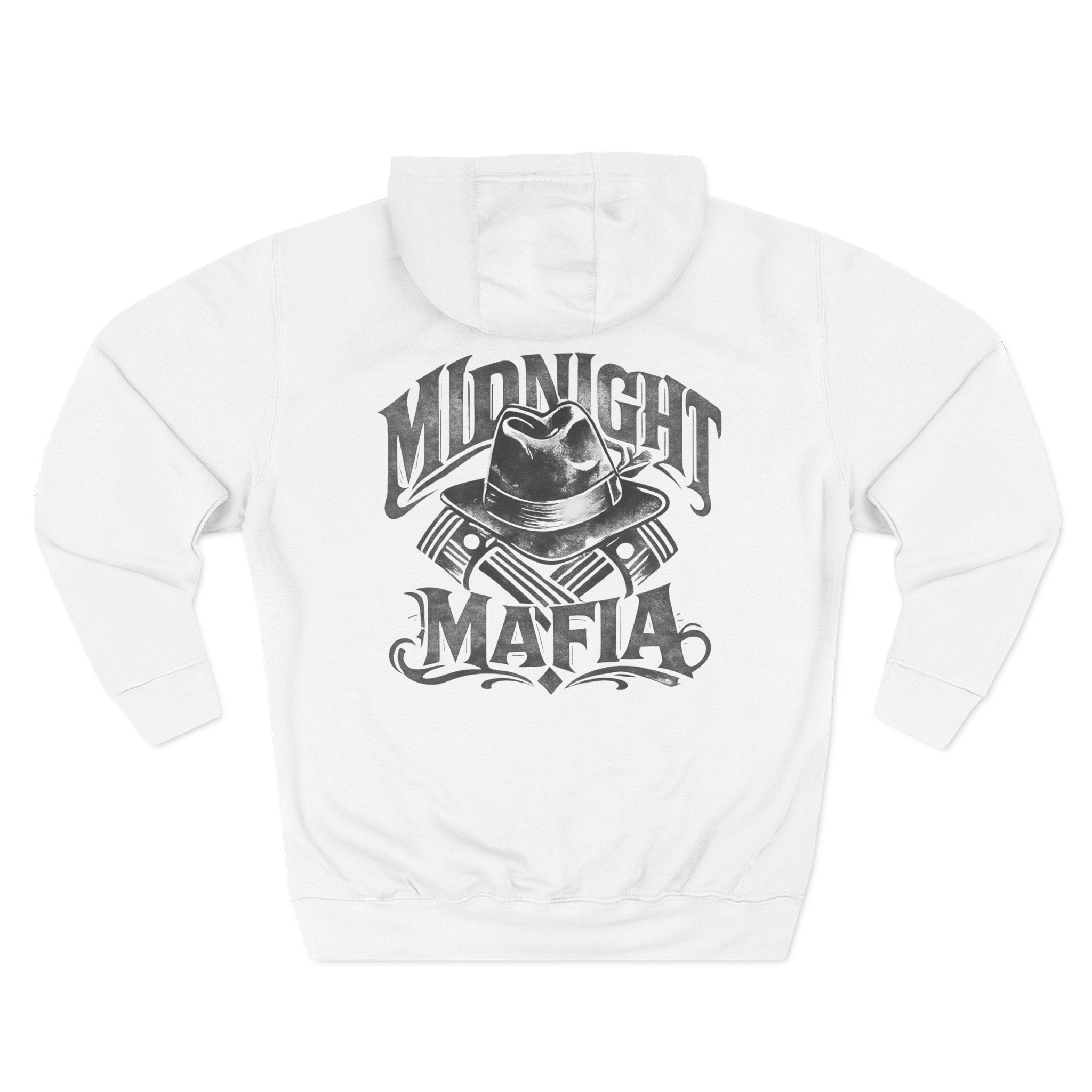 Midnight Mafia Hoodie — Vintage Piston & Fedora Streetwear Pullover