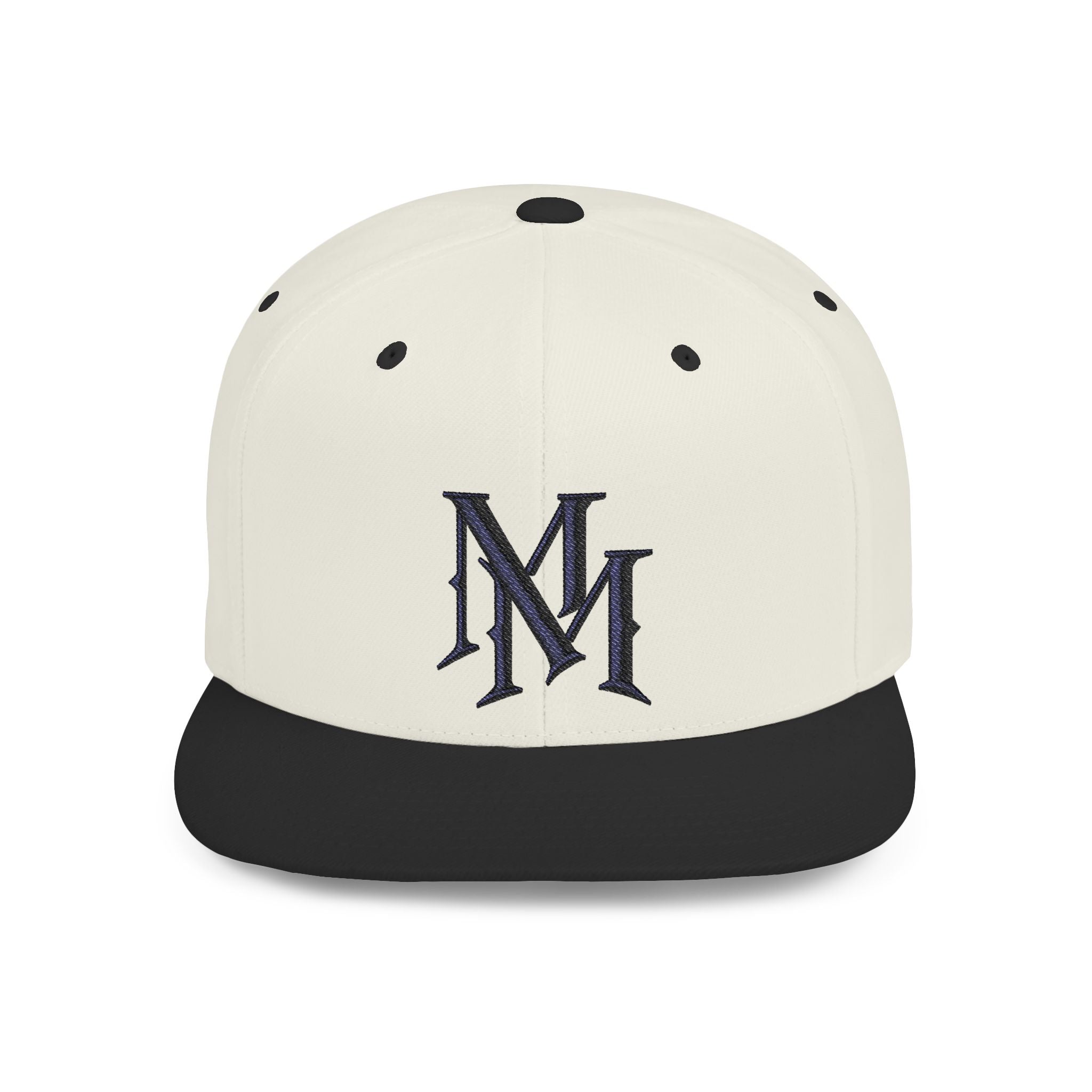 Flat Bill Snapback Hat - Monogram 'MM' Embroidered Streetwear Cap