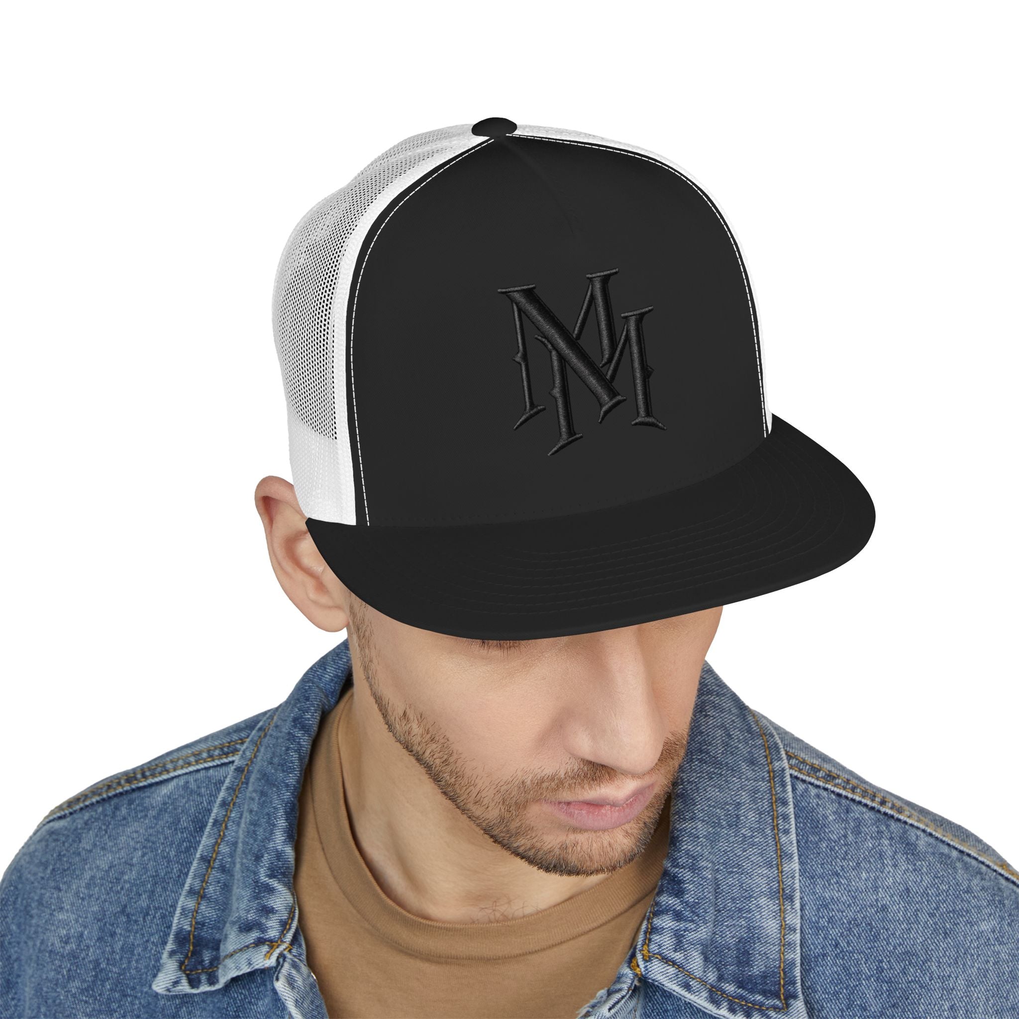 Monogram 'MM' Embroidered Trucker Cap — Classic Vintage Logo Snapback