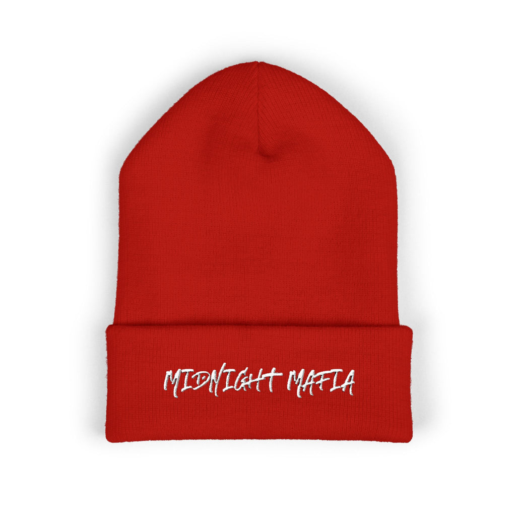 Embroidered Classic Cuffed Beanie — Midnight Mafia Block Logo Winter Hat