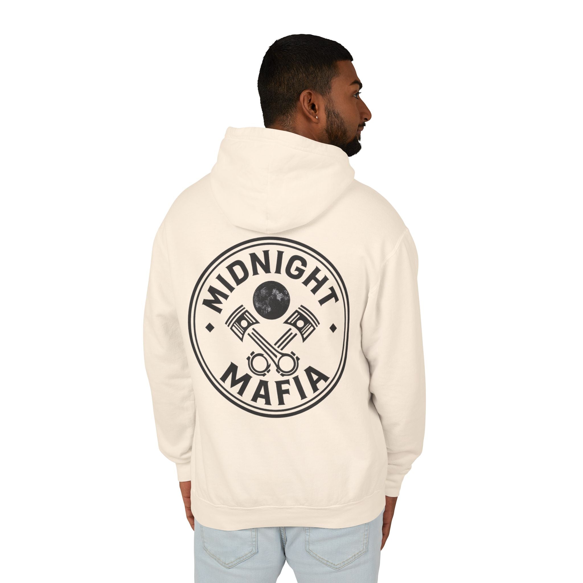 Midnight Mafia Hoodie — Vintage Piston Logo Lightweight Hooded Sweatshirt