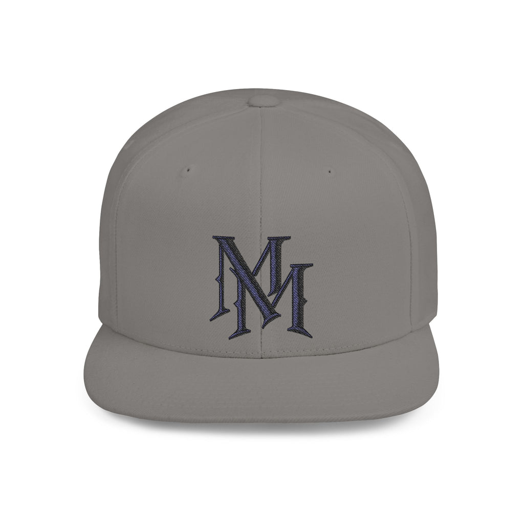 Flat Bill Snapback Hat - Monogram 'MM' Embroidered Streetwear Cap