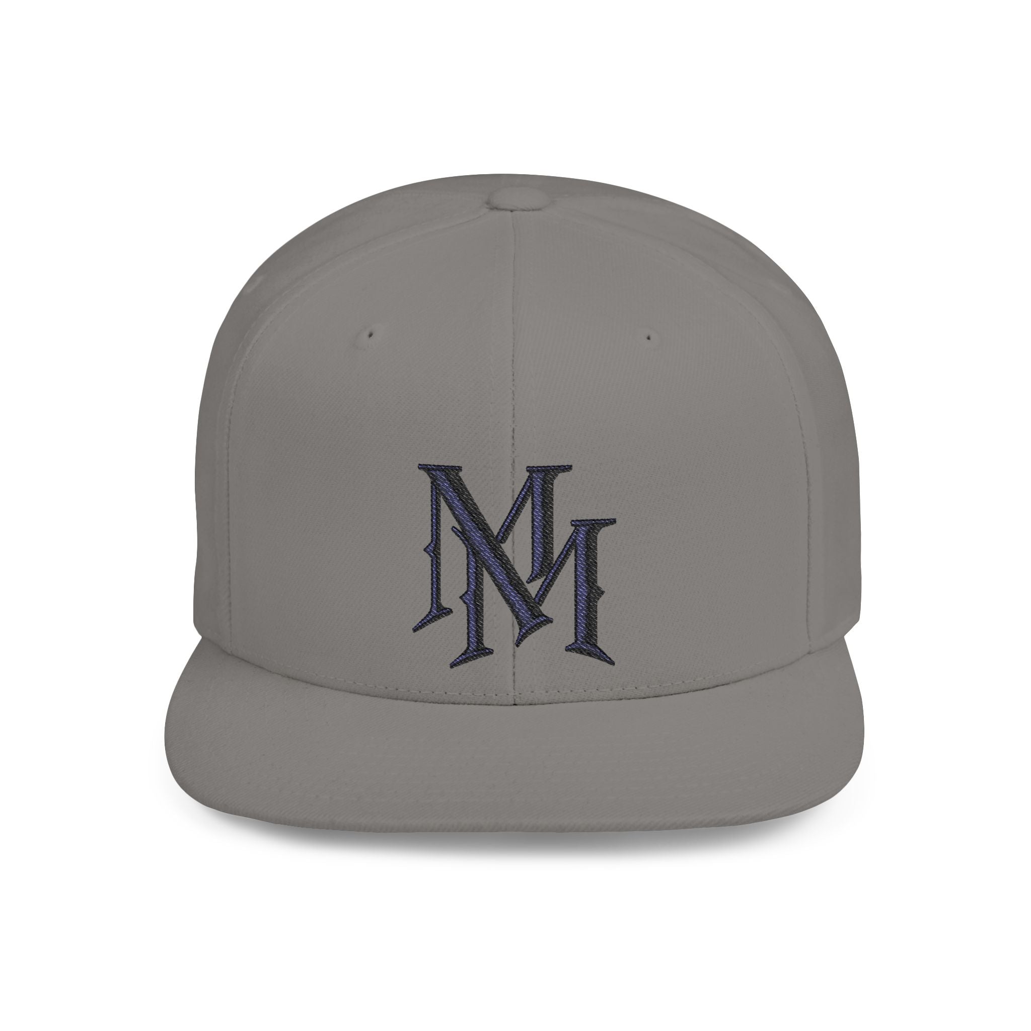 Flat Bill Snapback Hat - Monogram 'MM' Embroidered Streetwear Cap
