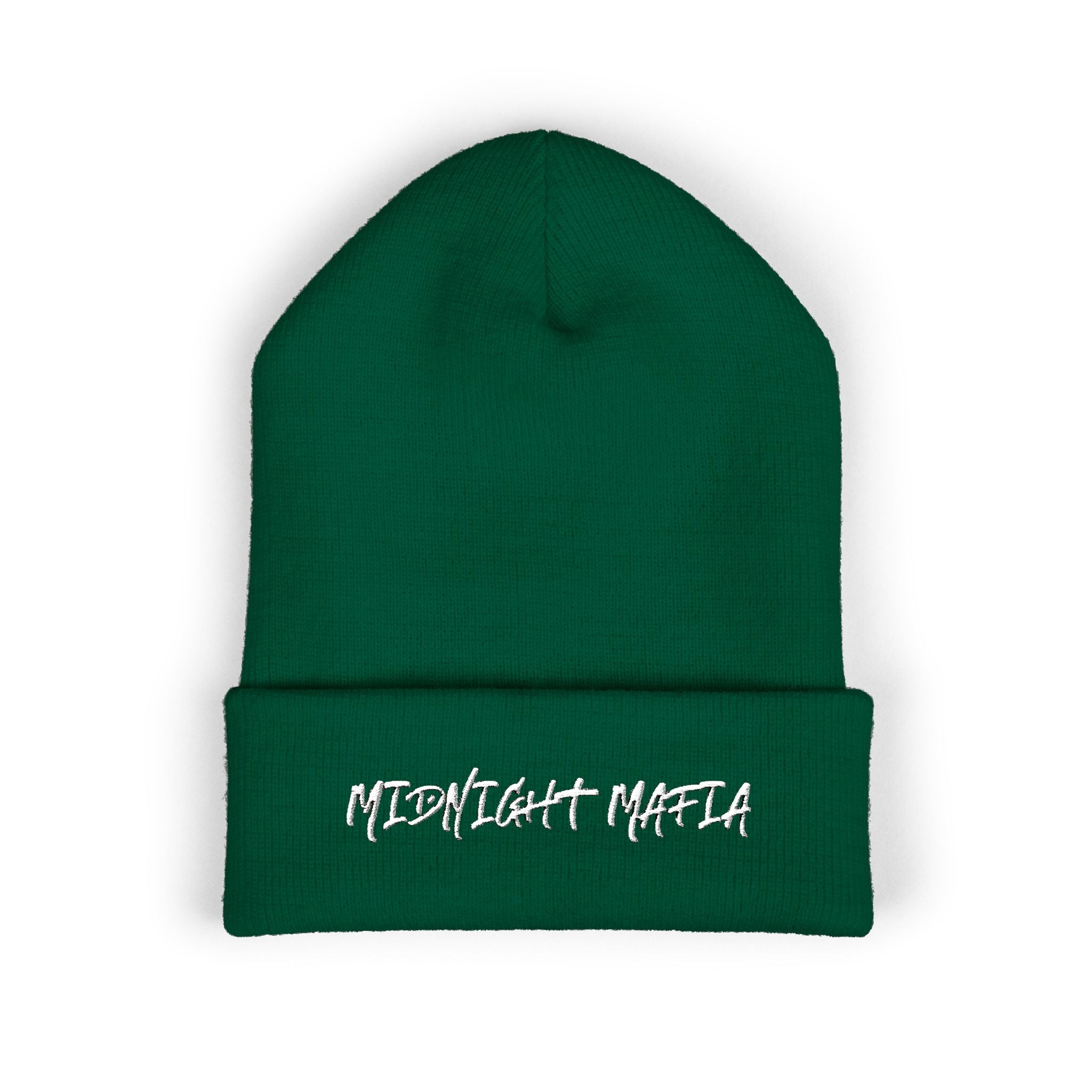 Embroidered Classic Cuffed Beanie — Midnight Mafia Block Logo Winter Hat