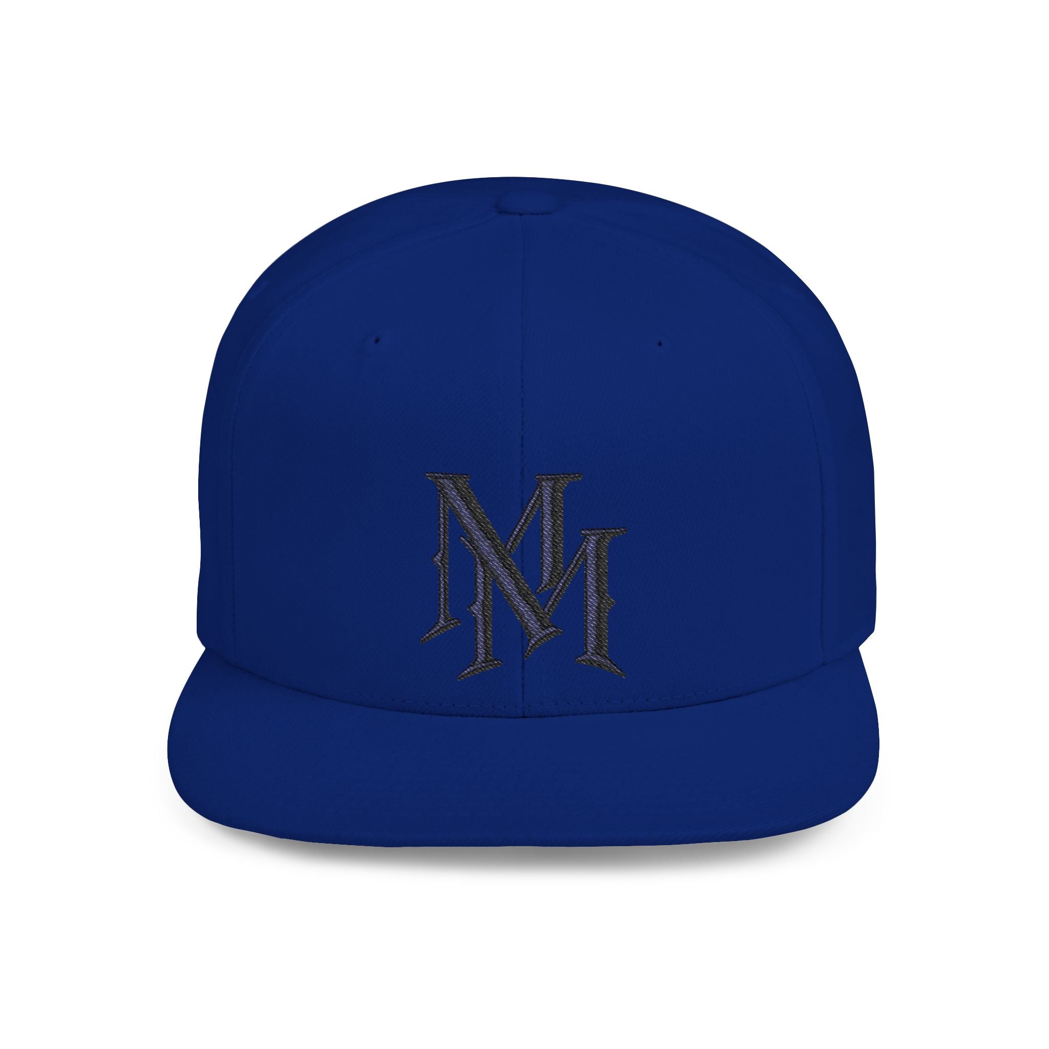 Flat Bill Snapback Hat - Monogram 'MM' Embroidered Streetwear Cap