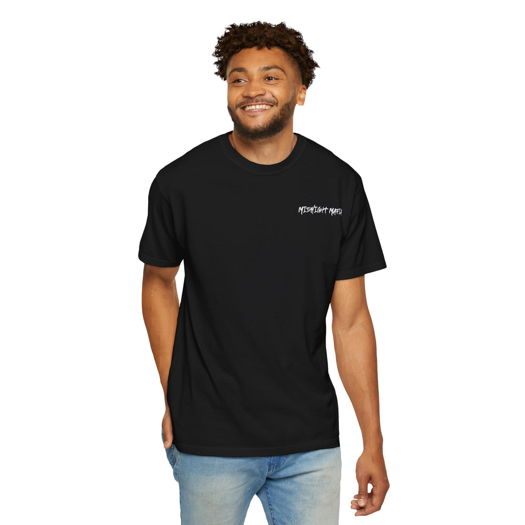 Midnight Mafia Graphic T-Shirt — Vintage Hat & Pistons Design