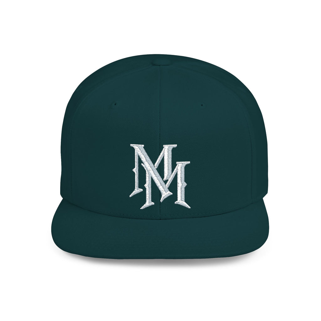 Flat Bill Snapback Hat — Embroidered "MM" Monogram Streetwear Cap