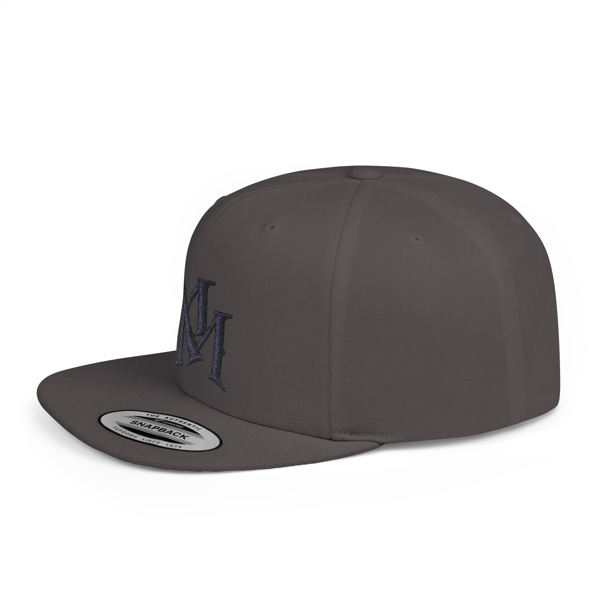 Flat Bill Snapback Hat - Monogram 'MM' Embroidered Streetwear Cap