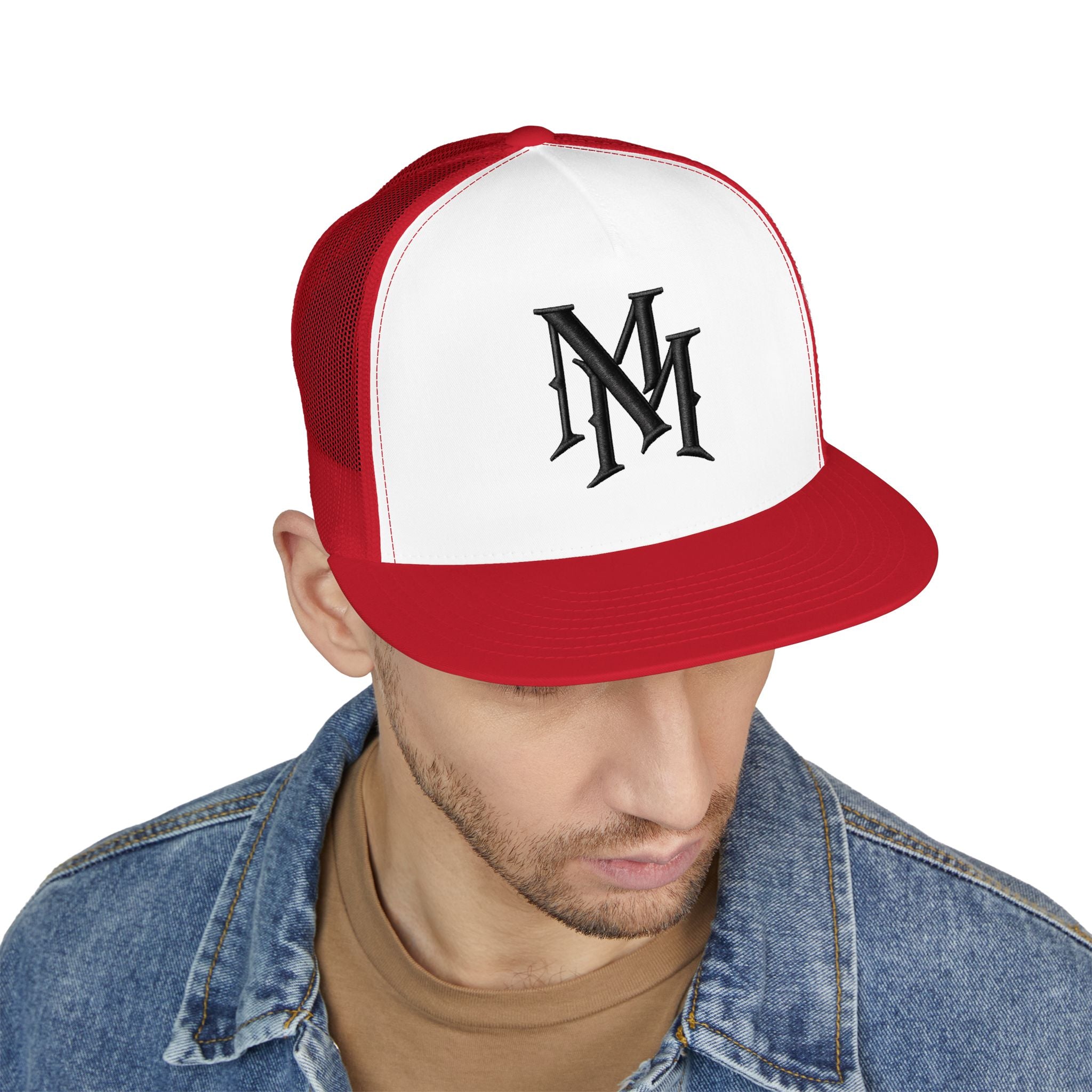 Monogram 'MM' Embroidered Trucker Cap — Classic Vintage Logo Snapback