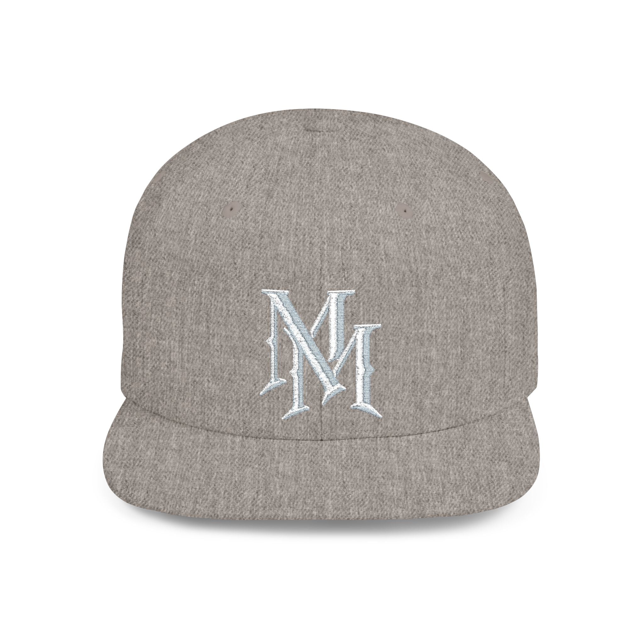 Flat Bill Snapback Hat — Embroidered "MM" Monogram Streetwear Cap
