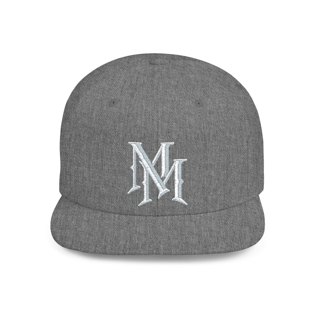 Flat Bill Snapback Hat — Embroidered "MM" Monogram Streetwear Cap