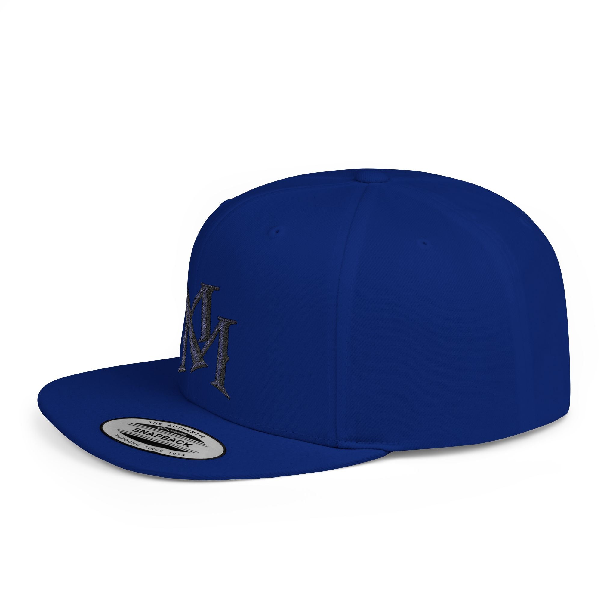 Flat Bill Snapback Hat - Monogram 'MM' Embroidered Streetwear Cap