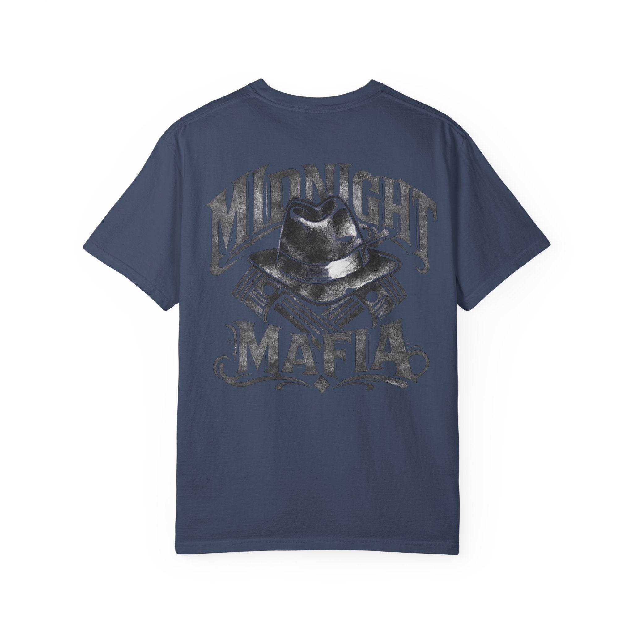 Midnight Mafia Graphic T-Shirt — Vintage Hat & Pistons Design