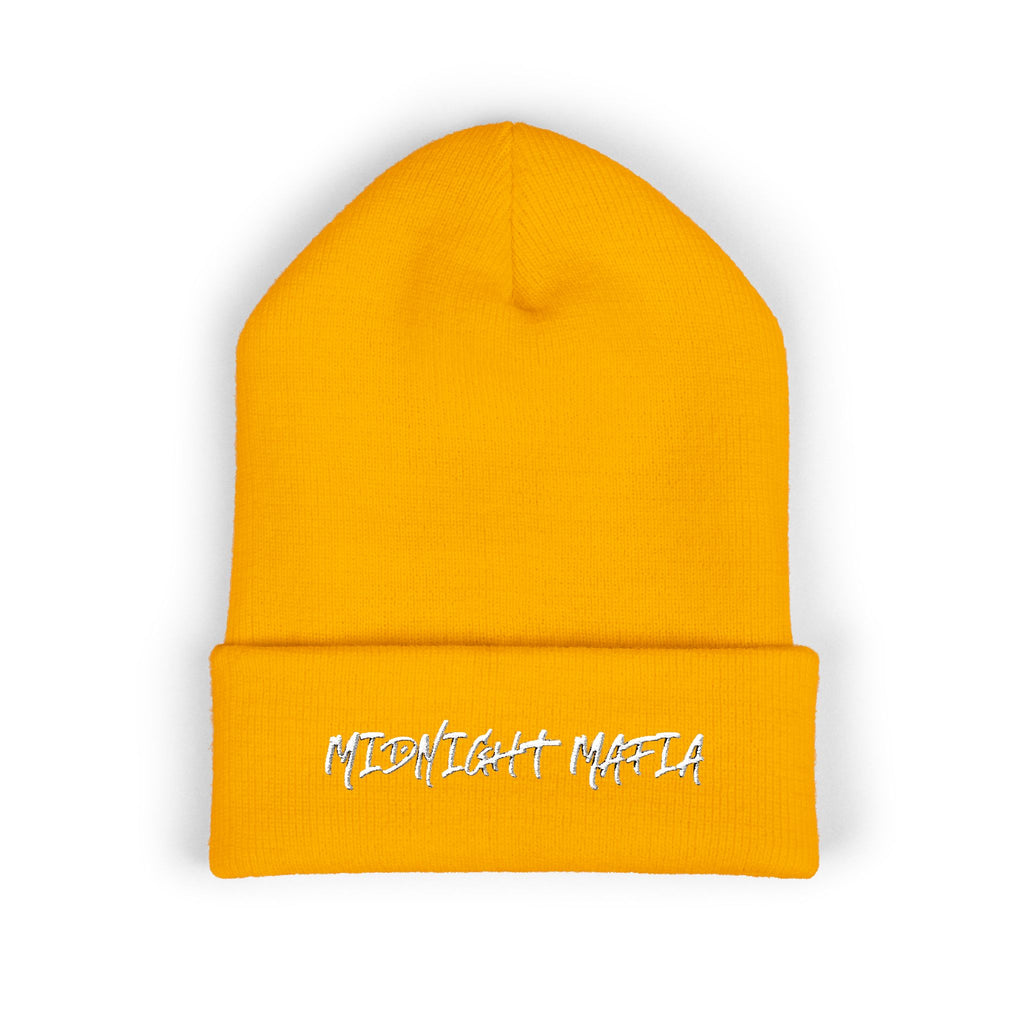Embroidered Classic Cuffed Beanie — Midnight Mafia Block Logo Winter Hat