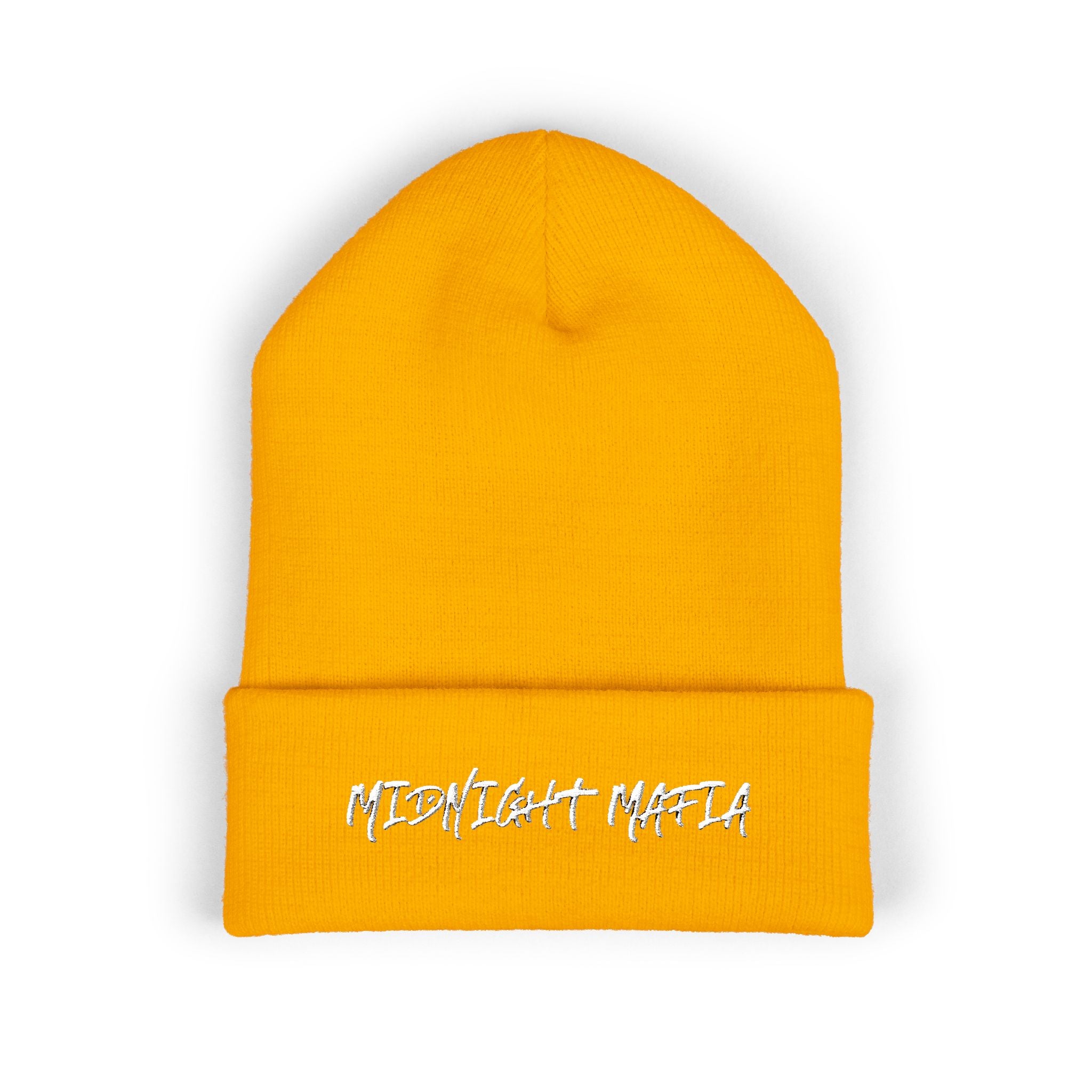 Embroidered Classic Cuffed Beanie — Midnight Mafia Block Logo Winter Hat