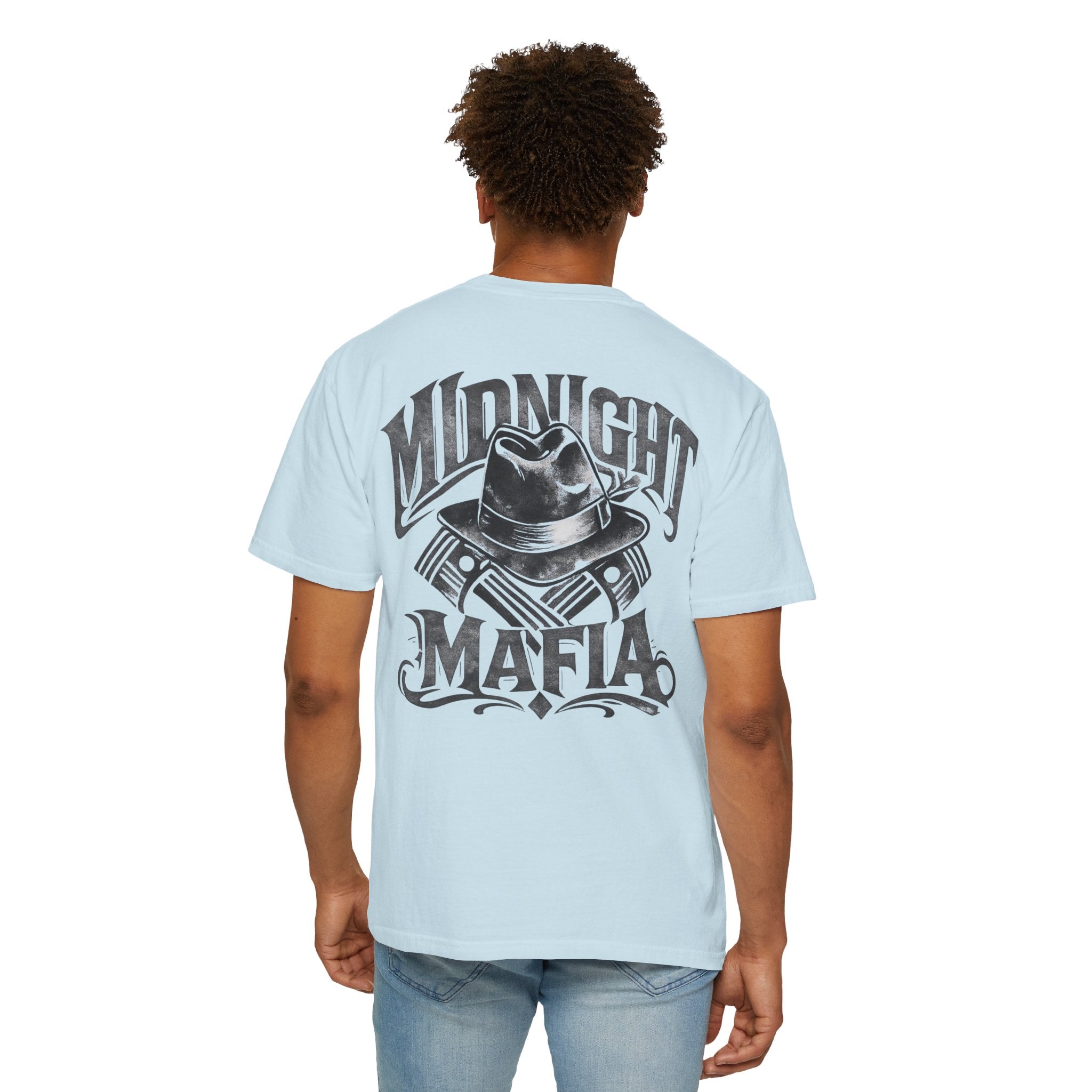 Midnight Mafia Graphic T-Shirt — Vintage Hat & Pistons Design