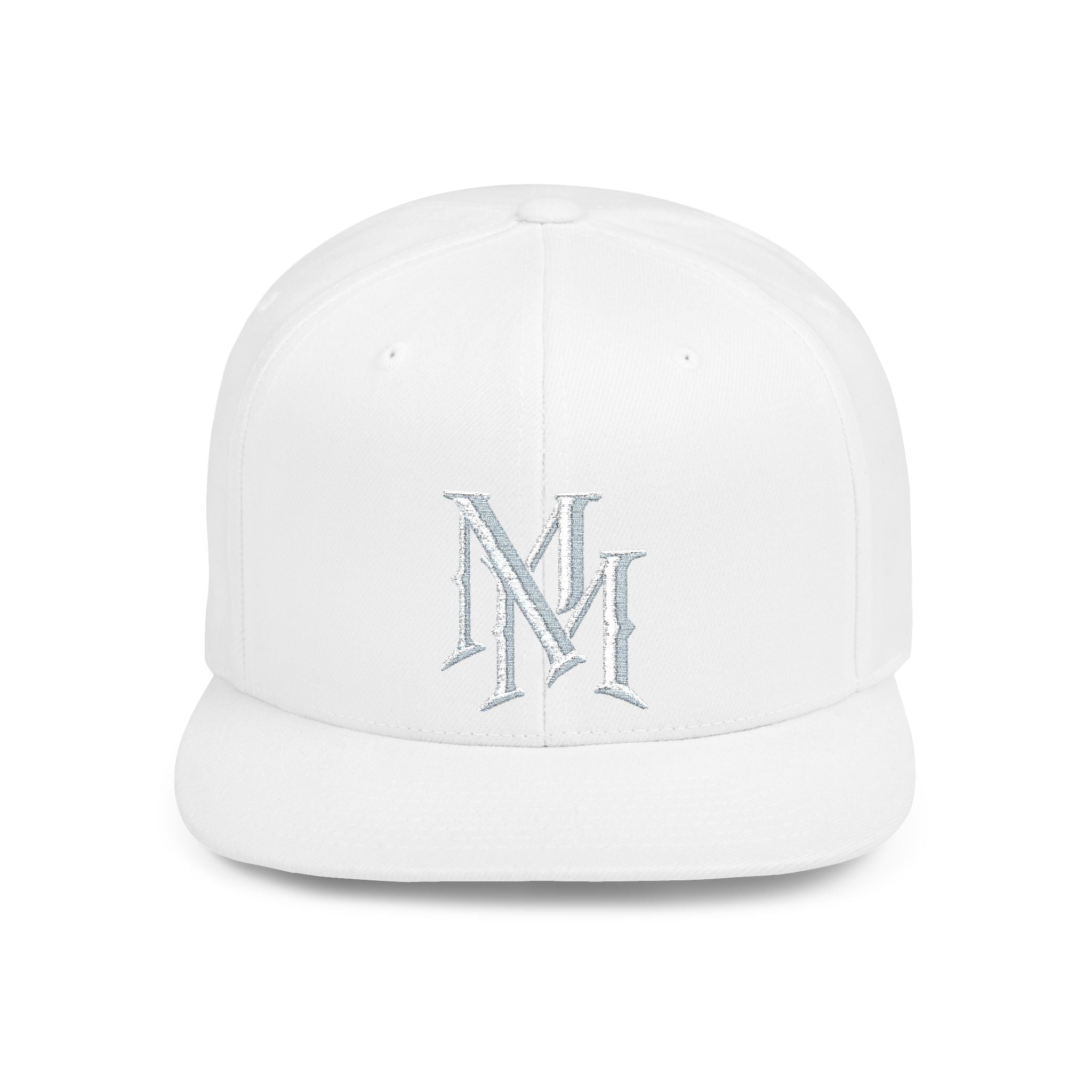 Flat Bill Snapback Hat — Embroidered "MM" Monogram Streetwear Cap