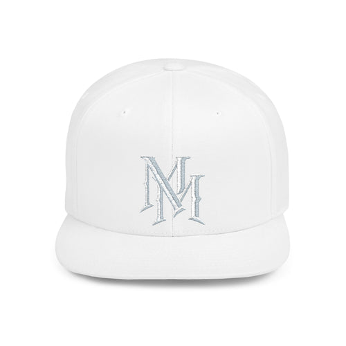 Flat Bill Snapback Hat — Embroidered "MM" Monogram Streetwear Cap