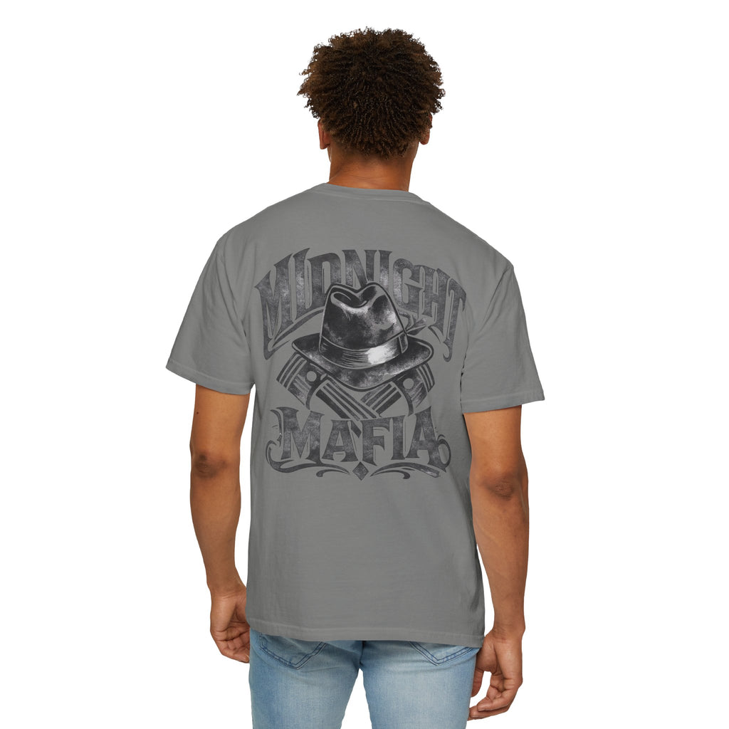 Midnight Mafia Graphic T-Shirt — Vintage Hat & Pistons Design