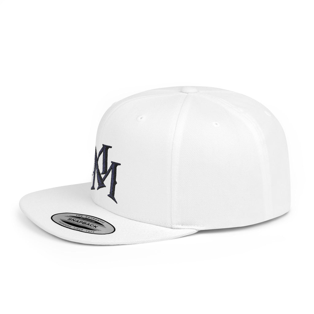 Flat Bill Snapback Hat - Monogram 'MM' Embroidered Streetwear Cap