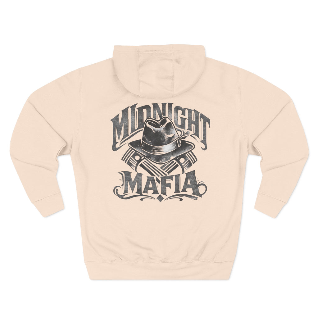 Midnight Mafia Hoodie — Vintage Piston & Fedora Streetwear Pullover