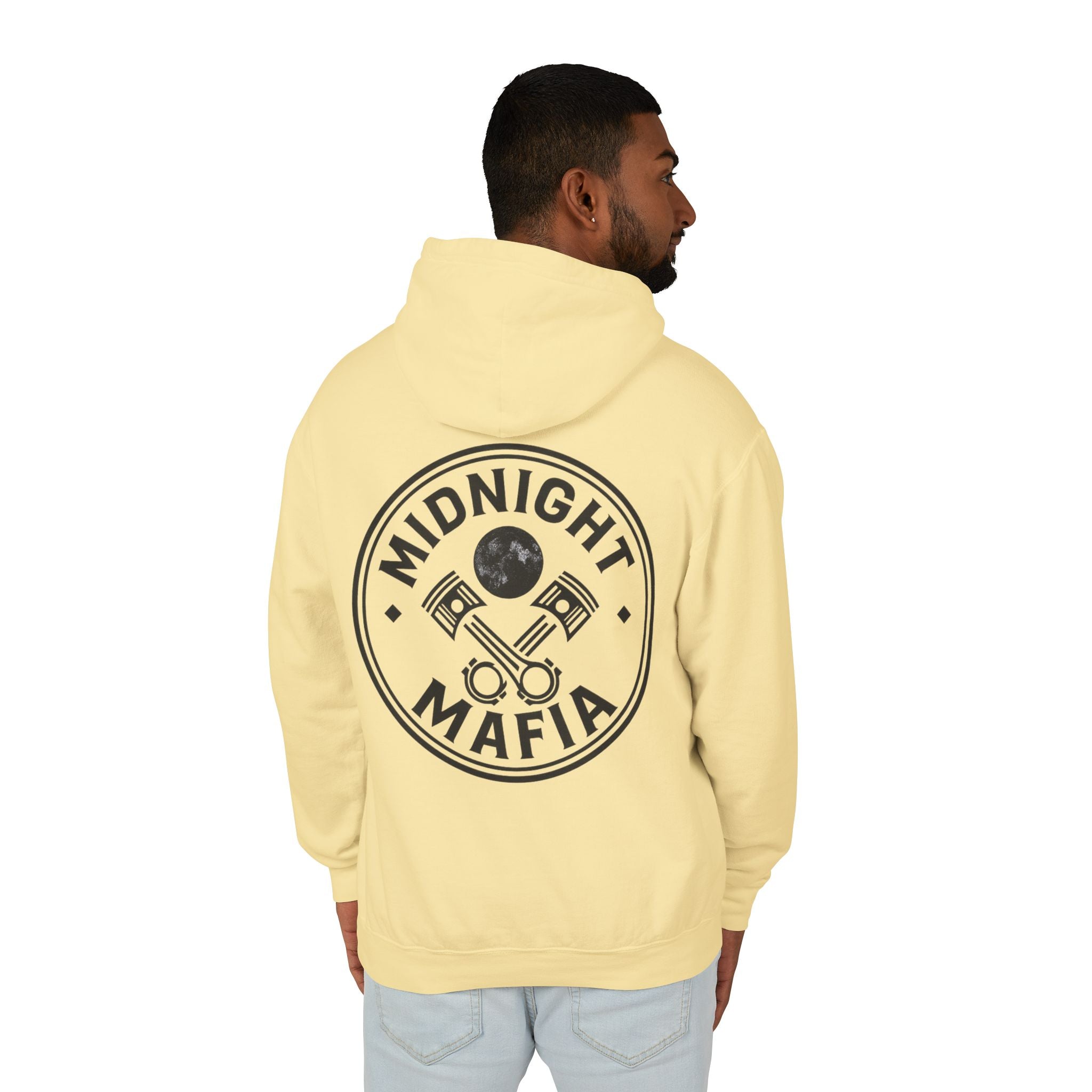 Midnight Mafia Hoodie — Vintage Piston Logo Lightweight Hooded Sweatshirt