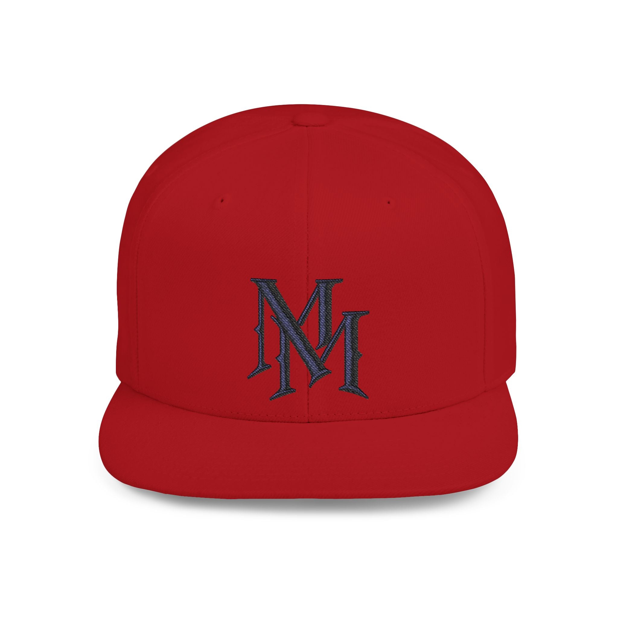 Flat Bill Snapback Hat - Monogram 'MM' Embroidered Streetwear Cap