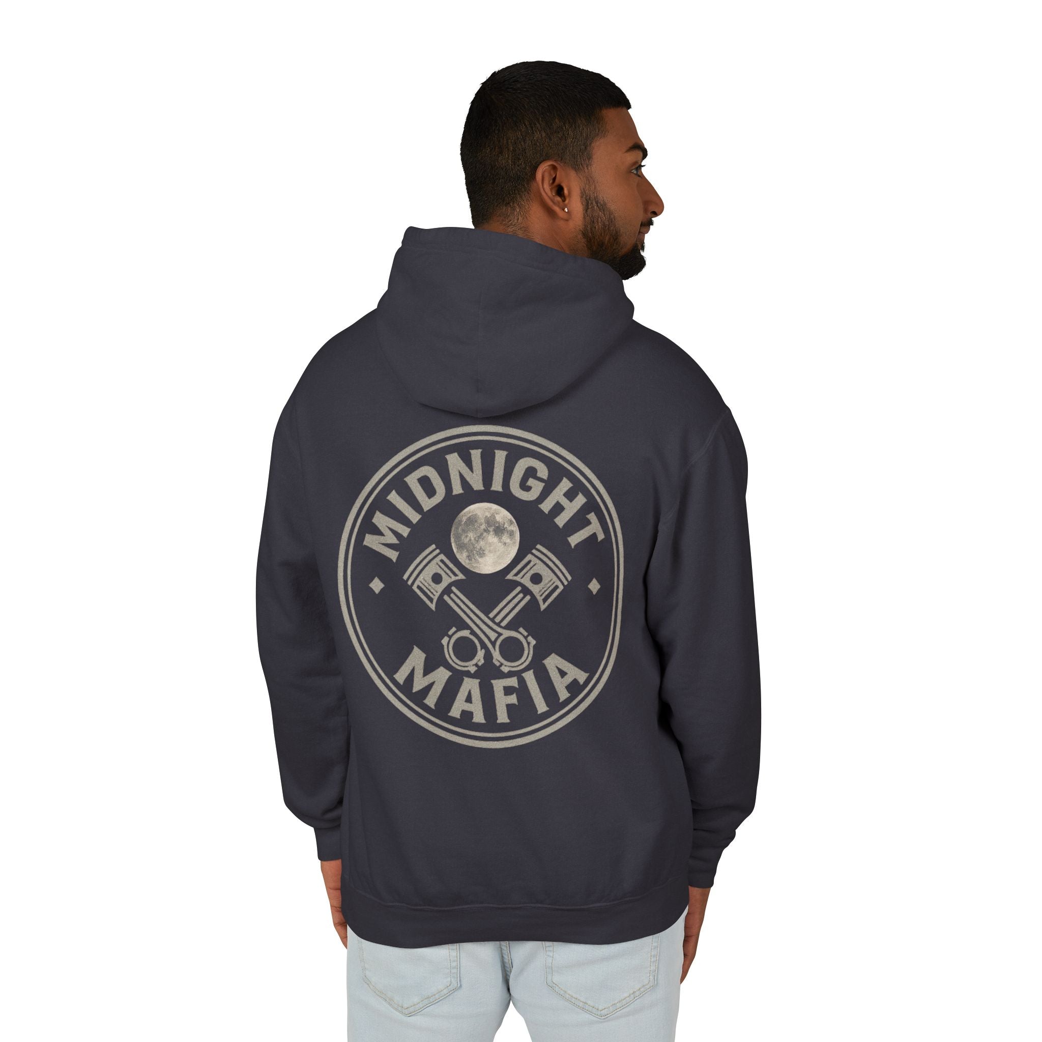 Midnight Mafia Hoodie — Vintage Piston Logo Lightweight Hooded Sweatshirt