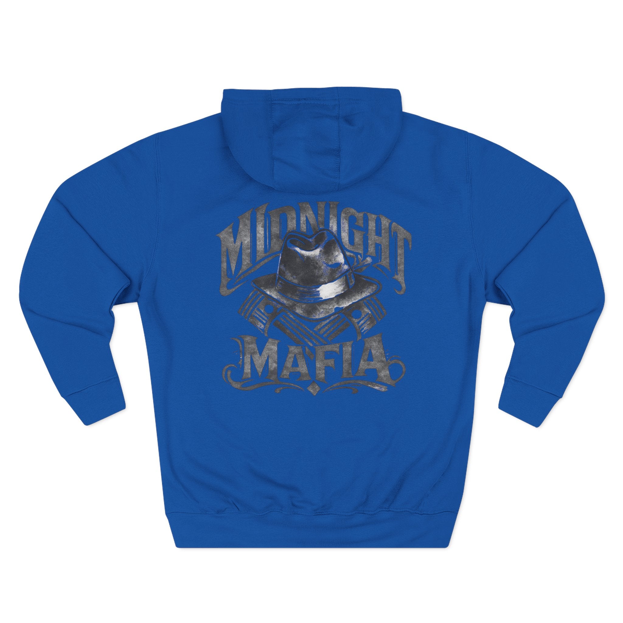 Midnight Mafia Hoodie — Vintage Piston & Fedora Streetwear Pullover