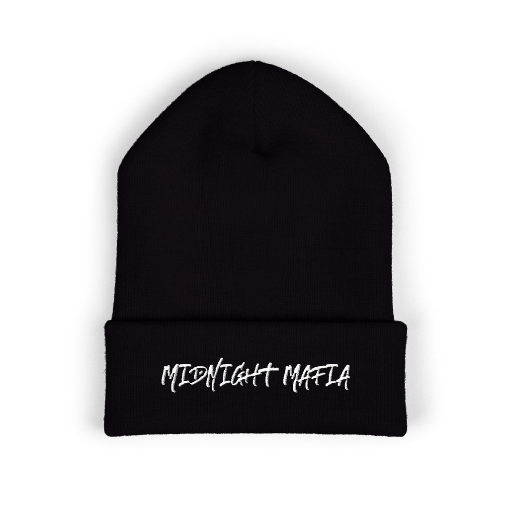 Embroidered Classic Cuffed Beanie — Midnight Mafia Block Logo Winter Hat