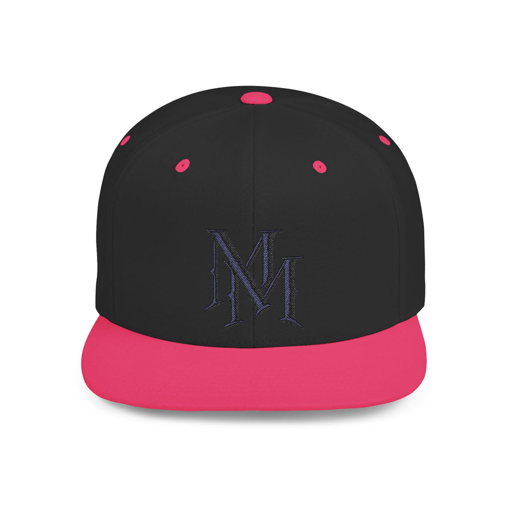 Flat Bill Snapback Hat - Monogram 'MM' Embroidered Streetwear Cap
