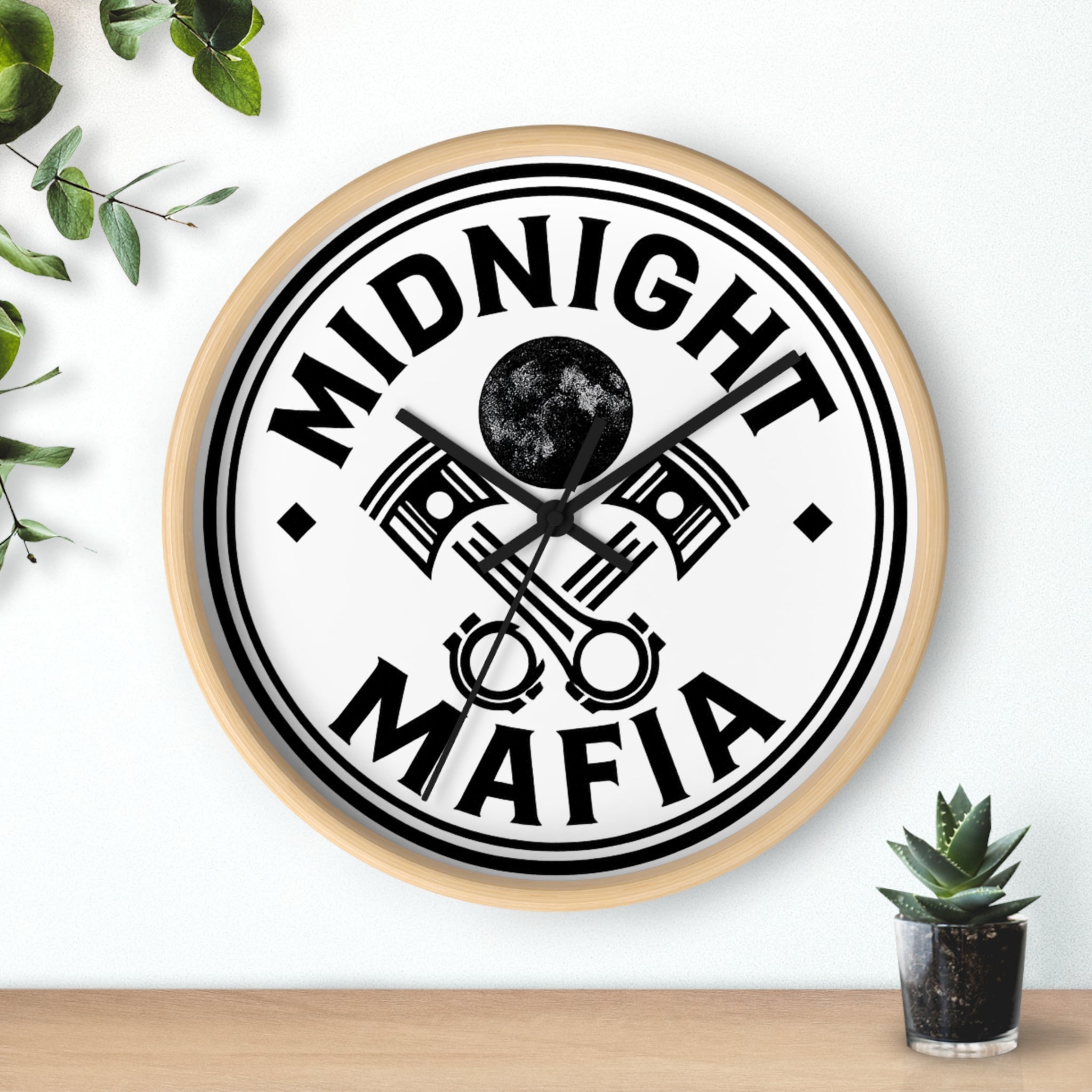 Midnight Mafia Wall Clock — Vintage Piston Auto Mechanics Decor