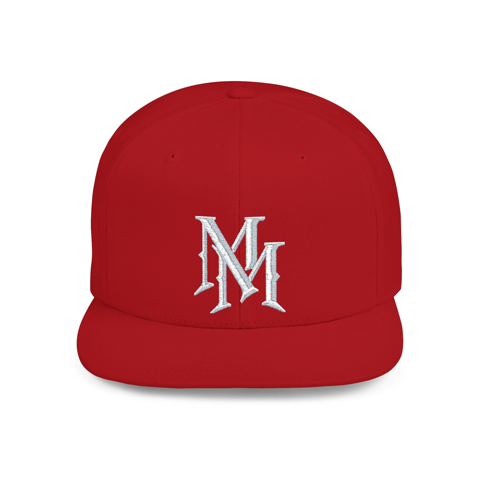 Flat Bill Snapback Hat — Embroidered "MM" Monogram Streetwear Cap