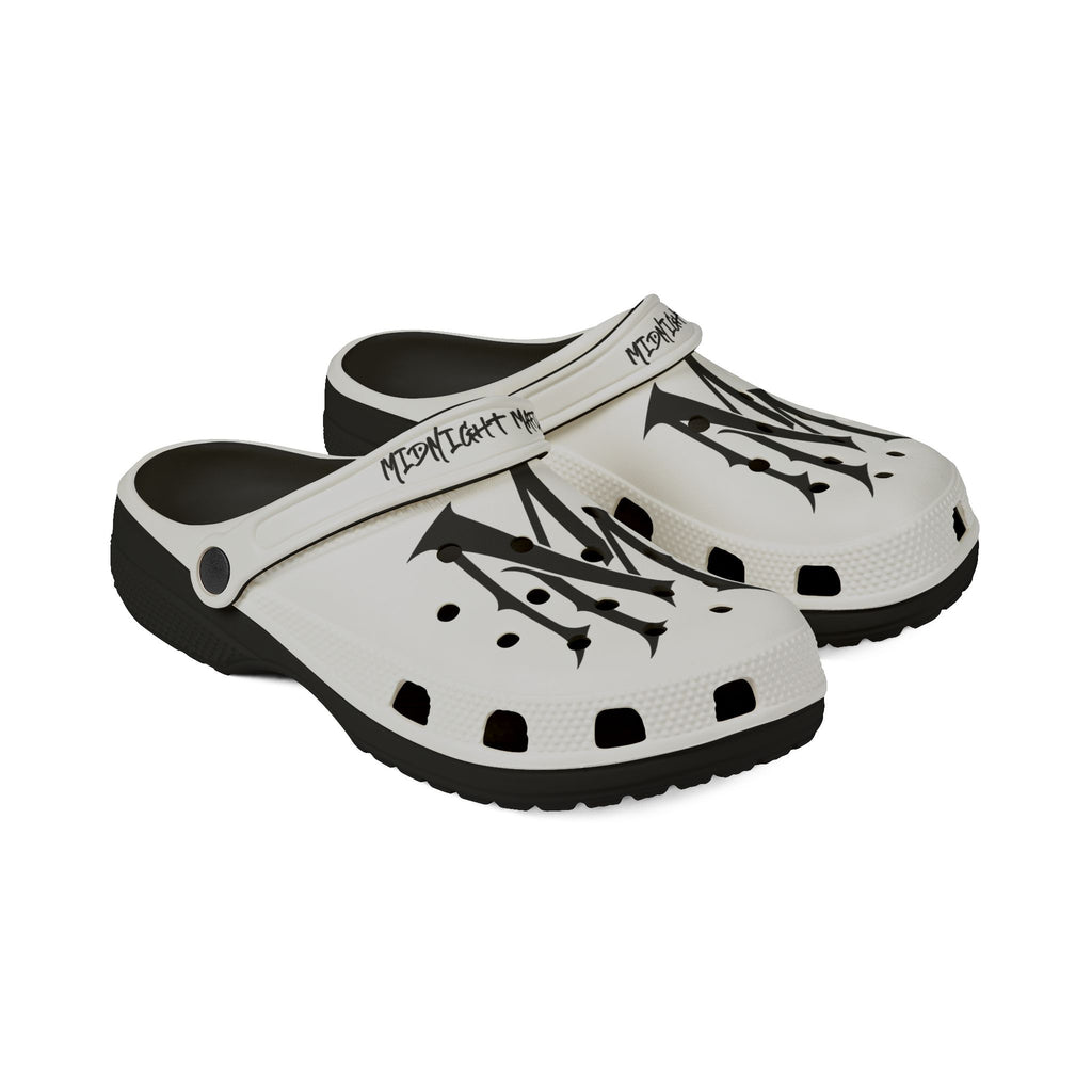 Graphic EVA Foam Clogs — White ‘MM’ Logo Slip-On Shoes